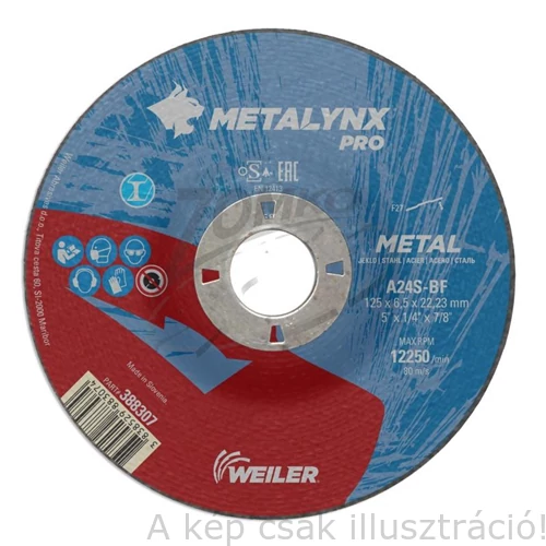 125x6,5x22,2mm Tisztítókorong METALYNX PRO Acél A24S-BF (10db/csomag)