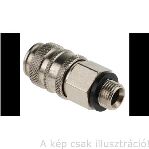 Levegő gyorscsatlakozó RS PRO G 3/8 apa   Pneumatikus 667-1936 sárgaréz, nikkelezett