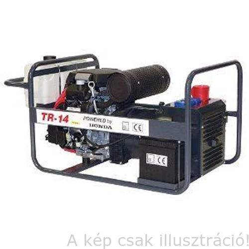 Áramfejlesztő TR-14 AVR (3F:14 kVA, 1F: 3x4,5 kVA, Honda GX-630),FI relével, földszondával együtt