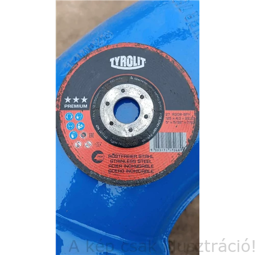 125x4,0x22,2mm Tisztítókorong Tyrolit prémium Inox (27E A30S-BFX) 10db/cs. 