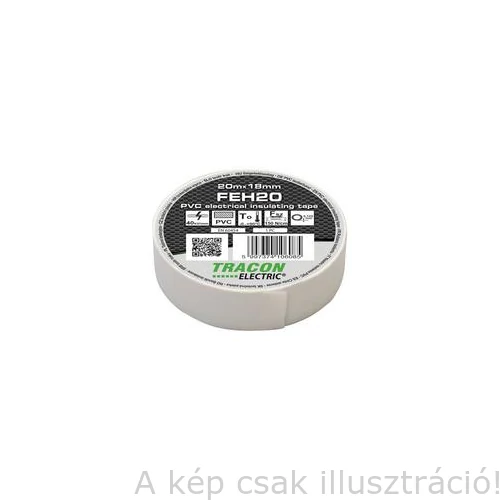 Ragasztószalag szigetelő 20mx18mm fehér TRACON FEH20