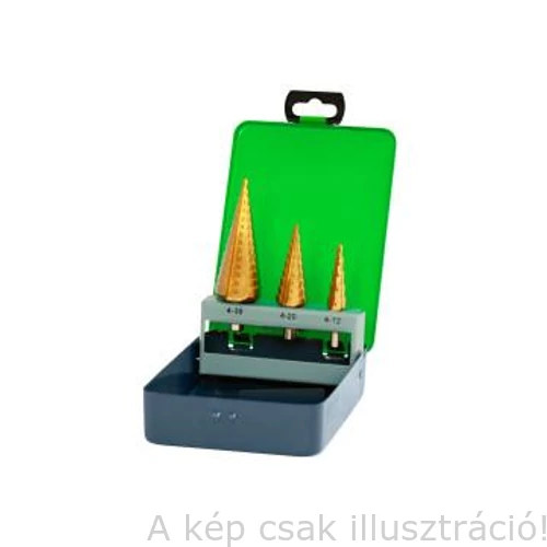 Lépcsős lemezfúró készlet 3 db-os HSS (4-12mm; 4-20mm; 4-30mm)  Metal-Box  