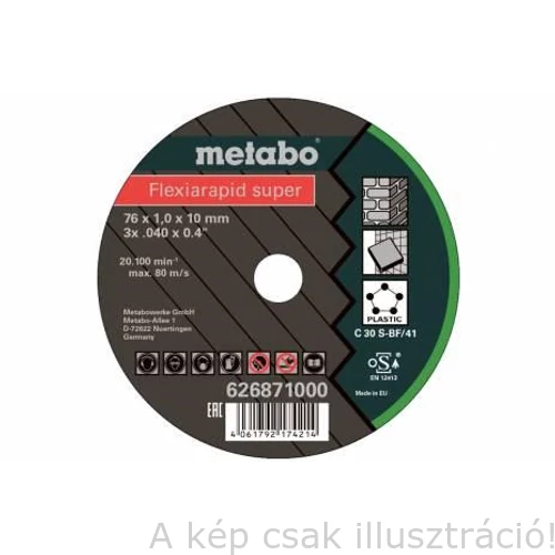 76x1,0x10mm  Metabo Flexiarapid Super vágókorong Universal műanyagra,kőzetre (5db/cs.) 